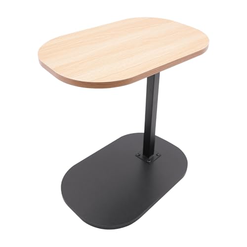 CHERIPOLI 45-80 cm Einstellbare Höhe C Mobiler Schreibtisch, Holz Beistelltische mit Rollen, C-Form Laptoptisch Kaffeetisch, Couchtisch Klein für Wohnzimmer Sofa Couch (Holz) von CHERIPOLI