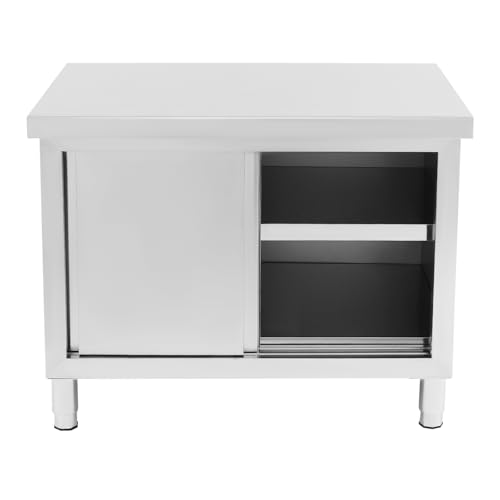 CHERIPOLI Edelstahl Küche Arbeitstisch Silber Küchen Schiebetüren Küchenarbeitstisch Kommerzieller Küchen Arbeitstisch Mit Türen für gewerbliche Restaurants (100 * 50cm) von CHERIPOLI
