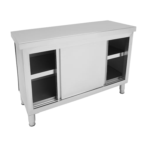 CHERIPOLI Edelstahl Küche Arbeitstisch Silber Küchen Schiebetüren Küchenarbeitstisch Kommerzieller Küchen Arbeitstisch Mit Türen für gewerbliche Restaurants (120 * 50cm) von CHERIPOLI