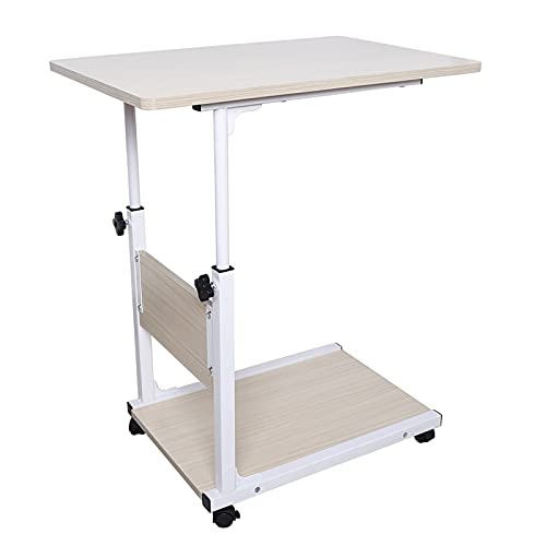 CHERIPOLI Höhenverstellbar Stehpult Bett Beistelltisch, Laptop Ständer auf Rollen Laptoptisch, höhenverstellbarer Schreibtisch, Mobile Präsentationswagen, für Büro (Weißer Ahorn) von CHERIPOLI