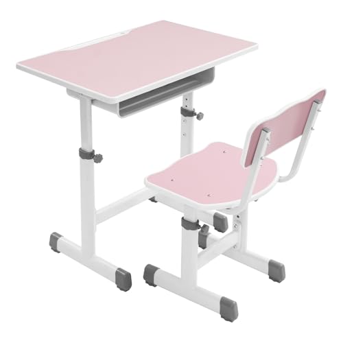 CHERIPOLI Kinderschreibtisch höhenverstellbar Schülerschreibtisch, Jugendschreibtisch Stuhl Schreibtisch Set, Kinderaktivitätstisch Kindersitzgruppe, für Kinder Vorschüler (Rosa) von CHERIPOLI
