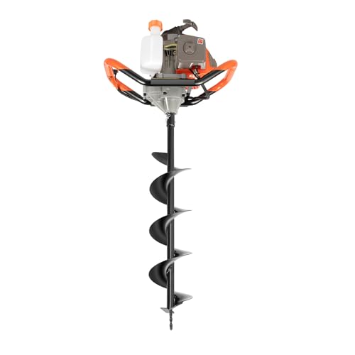 Benzin Erdbohrer, 2-Takt 71CC 2.3KW Benzin Handerdbohrer Zaunpfostenbohrbagger Einzylinder Erdlochbohrer Luftgekühlter Pfostenlochbagger mit Bohrer Bits für Häusern, Baustellen, Bauernhöfen von CHERIREN