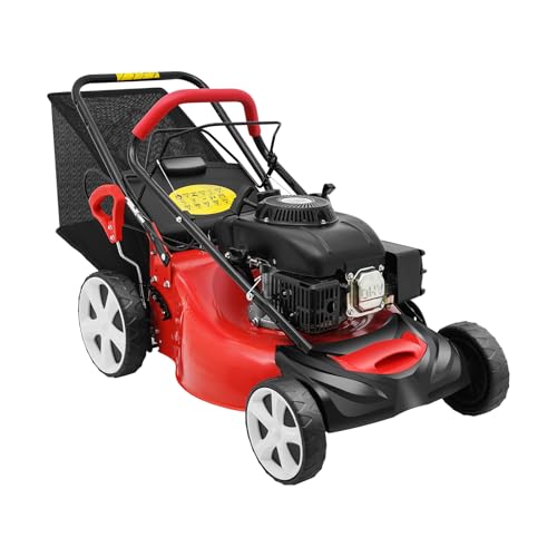 Viertakt Benzin Rasenmäher, 140CC 5HP Benzinrasenmäher Einzylinder-Benzin-Rasenmäher Multifunktionaler Selbstfahrender Benzin-Rasenmäher mit 8 Gänge Höhenverstellung für Stadtgärten Villen von CHERIREN