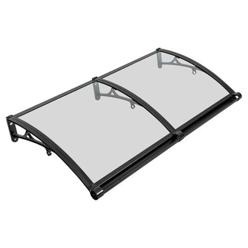 Vordach für Haustür, 120 * 60CM Pultbogenvordach Überdachung Haustürvordach Gebogenes Vordach Haustürüberdachung Transparentes Bogendach Wandmontierte Vordächer mit Entwässerungsrinne für Pavillons von CHERIREN