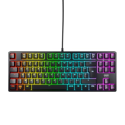 CHERRY XTRFY K4V2 TKL, Kabelgebundene Gaming-Tastatur ohne Nummernblock, Französisches Layout (AZERTY), RGB-Beleuchtung, Mechanische MX2A RED Switches, Schwarz von CHERRY XTRFY