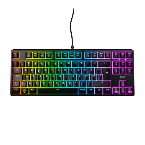 CHERRY XTRFY K4V2 TKL, Kabelgebundene Gaming-Tastatur ohne Nummernblock, Pan-Nordisches Layout (QWERTY), RGB-Beleuchtung, Mechanische MX2A RED Switches, Schwarz von CHERRY XTRFY