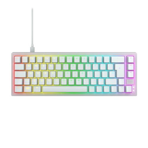 CHERRY XTRFY K5V2 Compact, Mechanische Gaming-Tastatur im 65-Prozent-Format, Nordisches Layout (QWERTY), Hot-Swap-Keyboard, MX2A RED Switches, Weiß-Transparent von CHERRY XTRFY