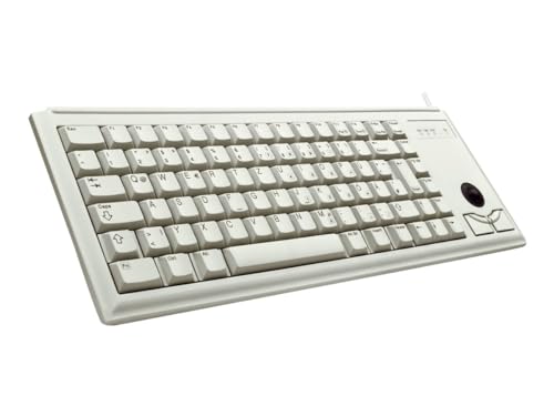 CHERRY G84-4400, Kompakte Tastatur mit Trackball, US-Layout (QWERTY), Kabelgebunden (PS/2-Anschluss), 2 Maustasten, Mechanische CHERRY ML Switches, Grau von CHERRY