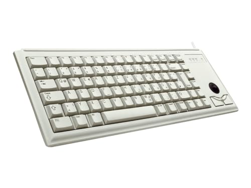 CHERRY Compact-Keyboard G84-4400, US-Layout, QWERTY Tastatur, kabelgebundene Tastatur, mechanische Tastatur, ML Mechanik, Integrierter optischer Trackball plus 2 Maustasten, hellgrau von CHERRY