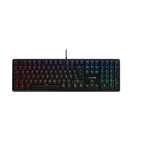 CHERRY G80-3000N RGB, Mechanische Gaming-Tastatur mit RGB-Beleuchtung, Deutsches Layout (QWERTZ), Kabelgebunden, Original CHERRY MX SILENT RED SWITCHES, Schwarz von CHERRY