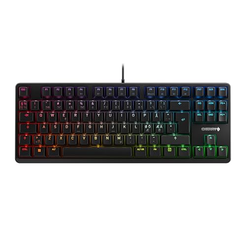 CHERRY G80-3000N RGB TKL, Kabelgebundene Gaming-Tastatur Ohne Nummernblock, Pan-Nordisches Layout (QWERTY), Mechanische CHERRY MX SILENT RED Switches, Schwarz von CHERRY