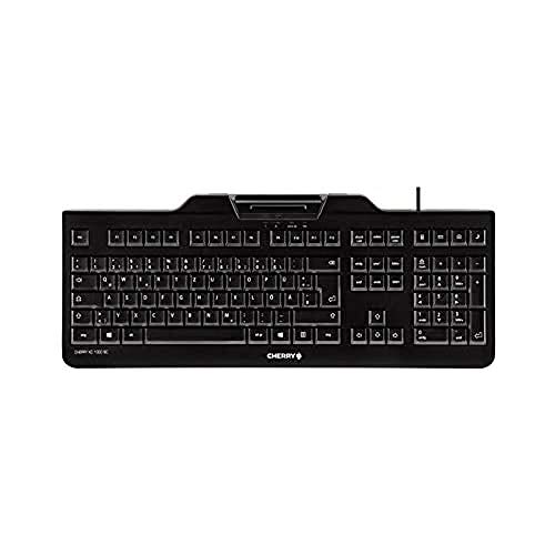 CHERRY KC 1000 SC, Kabelgebundene Security-Tastatur mit integriertem Kartenleser, Schweizer Layout (QWERTZ), Plug & Play (USB-A), Flaches Design, Schwarz von CHERRY