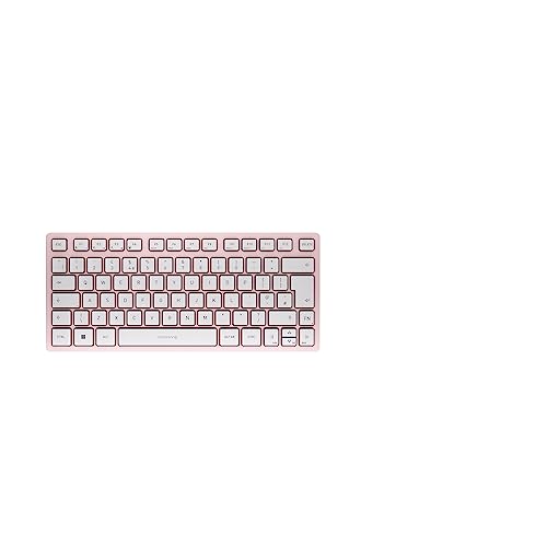 CHERRY KW 7100 MINI BT, Kompakte Multi-Device-Tastatur mit 3 Bluetooth-Kanälen, UK-Layout (QWERTY), Flaches Design, inkl. Transporttasche, Cherry Blossom von CHERRY