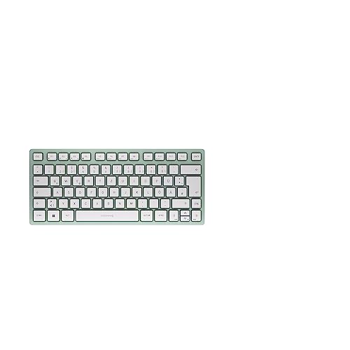 CHERRY KW 7100 MINI BT, Kompakte Multi-Device-Tastatur mit 3 Bluetooth-Kanälen, Deutsches Layout (QWERTZ), Flaches Design, inkl. Transporttasche, Agave Green von CHERRY