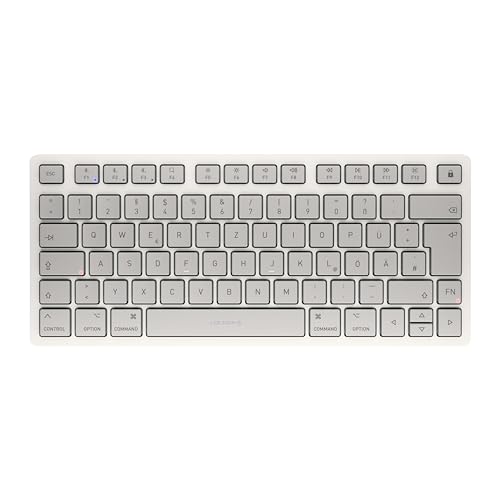CHERRY KW 7100 Mini BT for MAC, Kompakte Mac-Tastatur mit 3 Bluetooth-Kanälen, Deutsches Layout (QWERTZ), Kabelloses Multi-Device-Keyboard, Moonlight White von CHERRY