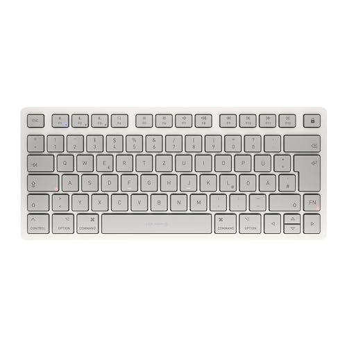 CHERRY KW 7100 MINI BT FOR MAC, Kompakte Mac-Tastatur mit 3 Bluetooth-Kanälen, Deutsches Layout (QWERTZ), Kabelloses Multi-Device-Keyboard, Moonlight White von CHERRY