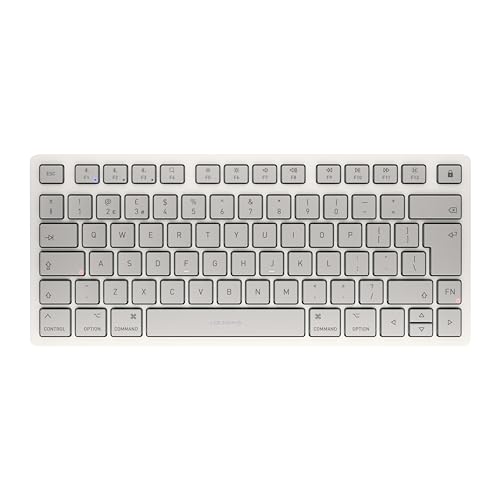 CHERRY KW 7100 MINI BT FOR MAC, Kompakte Mac-Tastatur mit 3 Bluetooth-Kanälen, UK-Layout (QWERTY), Kabelloses Multi-Device-Keyboard, Moonlight White von CHERRY