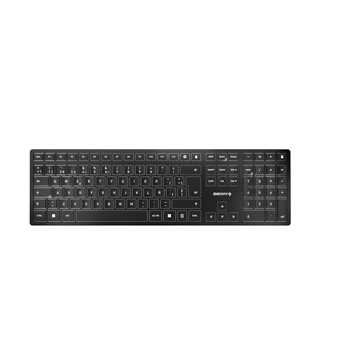 CHERRY KW 9100 SLIM, Kabellose Design-Tastatur, Spanisches Layout (QWERTY), Wahlweise Bluetooth oder 2,4 GHz Funk, Flache Tasten, Wiederaufladbar, Schwarz-Grau CHERRY KW 9100 SLIM, Kabellose Design-Tastatur, Spanisches Layout (QWERTY), Wahlweise Bluetooth oder 2,4 GHz Funk, Flache Tasten, Wiederaufladbar, Schwarz-Grau von CHERRY