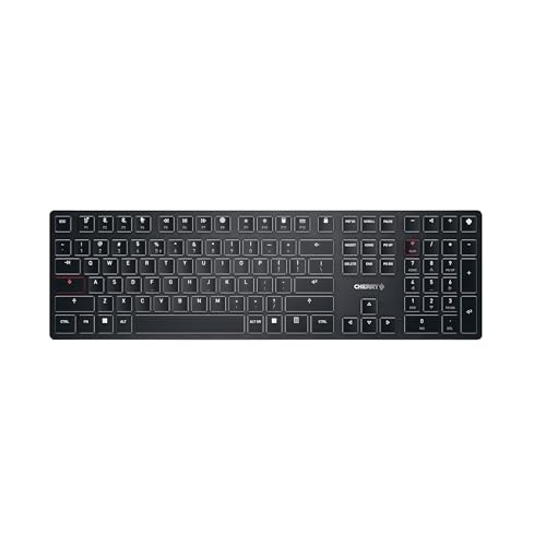 CHERRY KW X ULP, Ultra Flache Mechanische High-End-Tastatur, EU-Layout (QWERTY), Kabellose Multi-Device-Tastatur Für Bis Zu 4 Geräte, Wiederaufladbar, Schwarz von CHERRY