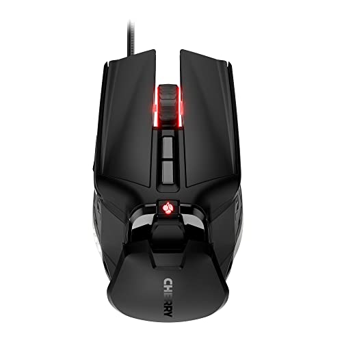 CHERRY MC 9620 FPS, Ergonomische Gaming-Maus, RGB-Beleuchtung, Verstellbare Handauflagefläche, Einlegbare Gewichte, 9 Programmierbare Tasten, 12.000 dpi, Kabelgebunden, Schwarz von CHERRY