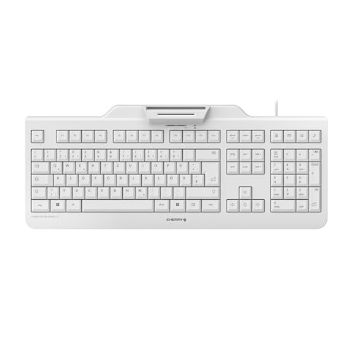 CHERRY SECURE BOARD 1.0, Kabelgebundene Security-Tastatur mit Kartenleser und RFID/NFC-Schnittstelle, Deutsches Layout (QWERTZ), USB-A Anschluss, Weiß-Grau CHERRY SECURE BOARD 1.0, Kabelgebundene Security-Tastatur mit Kartenleser und RFID/NFC-Schnittstelle, Deutsches Layout (QWERTZ), USB-A Anschluss, Weiß-Grau von CHERRY