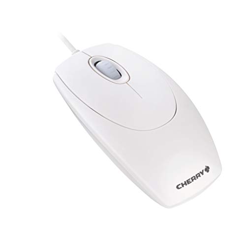 CHERRY WheelMouse optical, kabelgebundene Maus, geeignet für Rechts- und Linkshänder, optischer Sensor für exakte Bewegung des Mauszeigers, Weiß-Grau von CHERRY