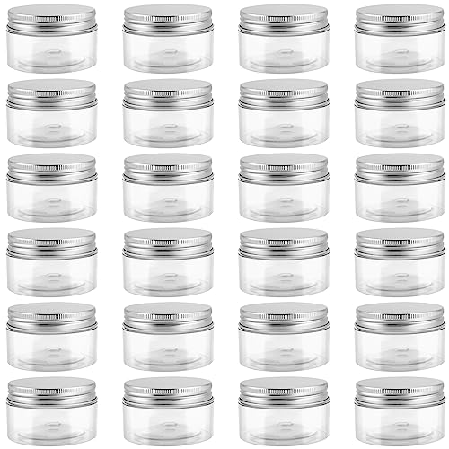 CHEUKYIU 24 Stück 100ml Einmachgläser mit Schraubdeckel, Plastik Vorratsgläser, Döschen, Uftdichte Schraubgläser mit Deckel, Slime Behälter für Küche zu Hause, Lebensmittel, Spice, Cosmetic, Slime von CHEUKYIU