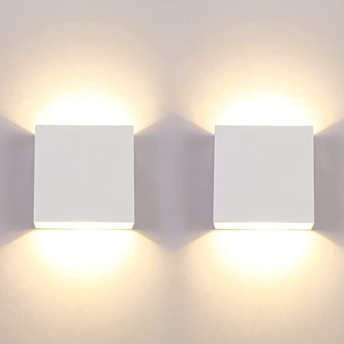CHEVVY 2 Stück LED Wandleuchte Innen Weiße 7W Moderne LED Wandleuchte Up and Down Leuchten Aussen Aluminium Flurlampen Warmes Weiß 3000K Wandlampen von CHEVVY