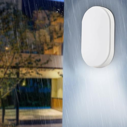 CHEVVY LED-Außenleuchte Wandleuchte 16W Induktionslampe IP65 Feuchtraumleuchte Wandleuchte LED Wandlampe Oval Kühles Weißes Licht für Flur Keller Garten von CHEVVY