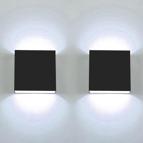 CHEVVY LED Wandleuchte Innen Schwarz 7W 2 Stück Moderne LED Wandleuchte Wasserdichte IP65 Einstellbar Abstrahlwinkel Kaltweißes Licht 3000K Schwarze Wandlampen von CHEVVY