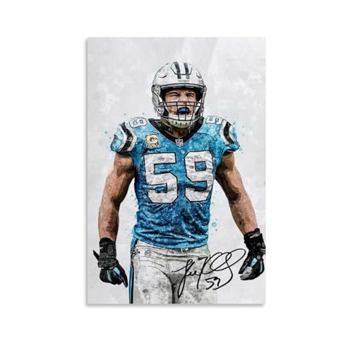 Poster, signiert vom American Football-Spieler Luke Kuechly, Leinwand-Kunstposter und Wandkunst, Bilddruck, modernes Familienschlafzimmer, Dekoration, Büroposter, ungerahmt, 30 x 45 cm von CHEWYZ