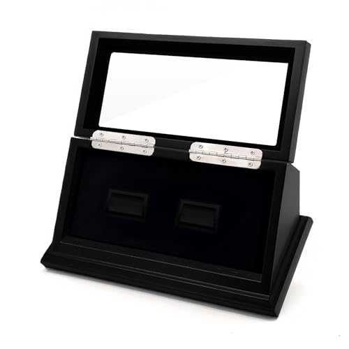 CHEZ MONETT Championship Ring Vitrine Big Ring Aufbewahrungsbox (Matt Schwarz, 2 Fächer) von CHEZ MONETT