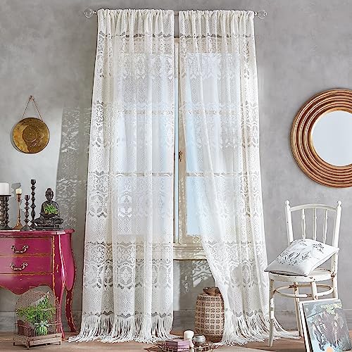 CHF Boho-Vorhang mit Spitzen-Stangentasche CHF Boho-Vorhang mit Spitzen-Stangentasche von CHF