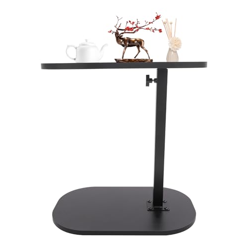 Höhenverstellbarer Beistelltisch (45-80cm) - Moderner C-Form Beistelltisch aus Eisen & Pressspan - Praktischer Sofatisch mit 360° Drehfunktion & 7kg Tragkraft von CHFUNE