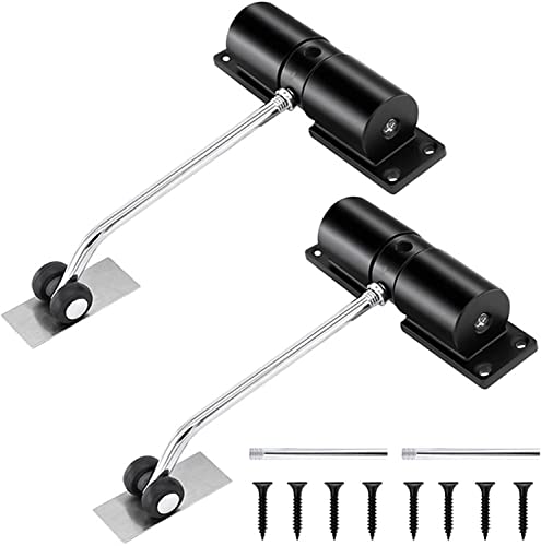 CHFYIJYHM Automatischer Türschließer, verstellbares Feder-Silent-Pufferscharnier aus Zinklegierung, unsichtbarer Anti-Einklemm-Türschließer aus Edelstahl for den Haushalt(Black,2 Pieces) von CHFYIJYHM