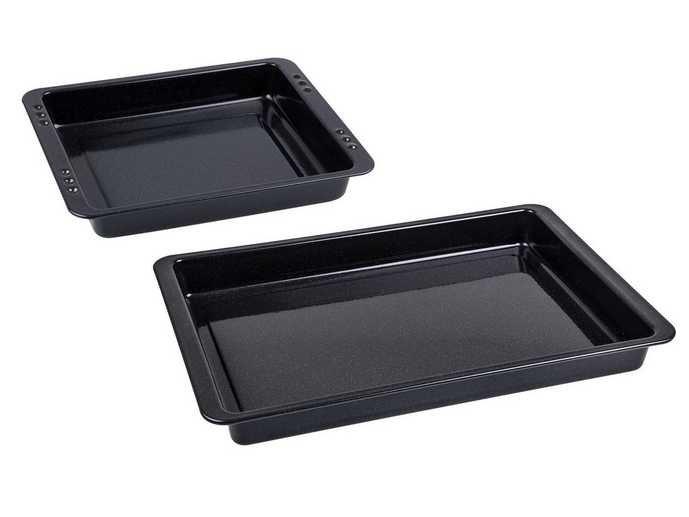 CHG Backblech 2er Backblechset Ofenblech-Set Ofenform Pizzablech, Emaille, (2-teiliges Back-Set / 2 x Ofenbleche, 1 x Backblech (42 x 29 x 4 cm) + 1 x Ofenblech (28,5 x 23 x 4 cm), extrem hitzebeständig, kratz-und schnittfest von CHG