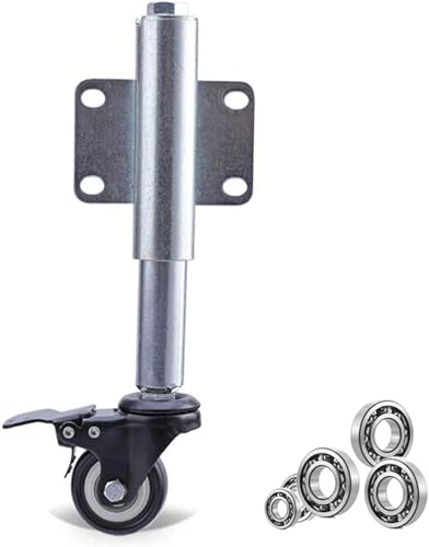 1,5 Zoll/40 mm Lenkrolle for Tore, robust, flach, mit Federstoßdämpfer, einziehbar, 30 mm, Tragkraft 110 lbs, robust und langlebig, 1 Stück, geräuschlos (universal, orange)(Polyurethane-A,Brake) von CHGAUOPN