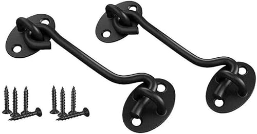 1 Stück Türriegel Edelstahl Fenster Schiebetürriegel Kabinenhaken und Ösenriegel Schloss Schuppen Tor Türverschluss Geräuschloser Halter Haushalt (Farbe: Weiß-3 Zoll)(Black-4 Inches) von CHGAUOPN