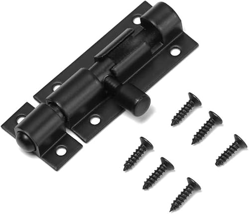 1 x Türriegel, Aluminiumlegierung, for die Sicherheit von Haustoren, 2/3/4/5/6/8 Zoll, Tür-/Fensterriegel, Schloss, Hardware, Schrankriegel (Farbe: Schwarz, Größe: 6 Zoll)(Black,8 inch) von CHGAUOPN