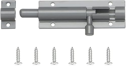 2/3/4/5/6/8 Zoll Schwarz-Silber-Türriegel, Aluminiumlegierung, Türriegelbeschläge for Torsicherheit, Türriegel, Riegelschloss, Heimbeschläge (Farbe: Grau, Größe: 4 Zoll)(Gray,6inch) von CHGAUOPN