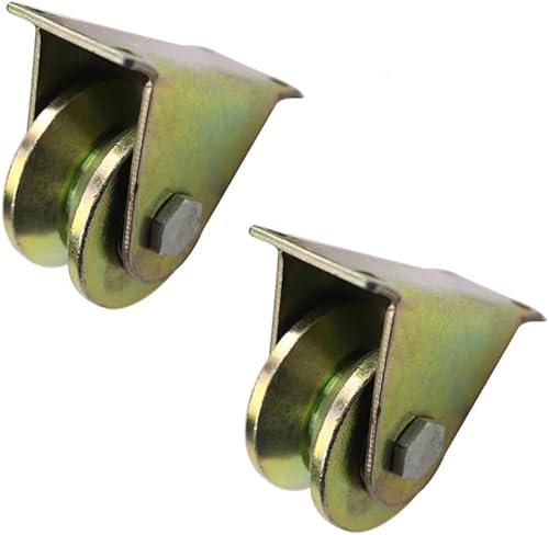 2 V-Nut-Stahl-Lenkrollen, Hochleistungs-Starrräder, Scheibenrundrohr-Richtungslaufrad, Doppellager, for Industriemaschinen, Schiebetüren, Rolltore, Drahtseilschienen (80 mm/3 Zoll)(60mm/2.5in) von CHGAUOPN