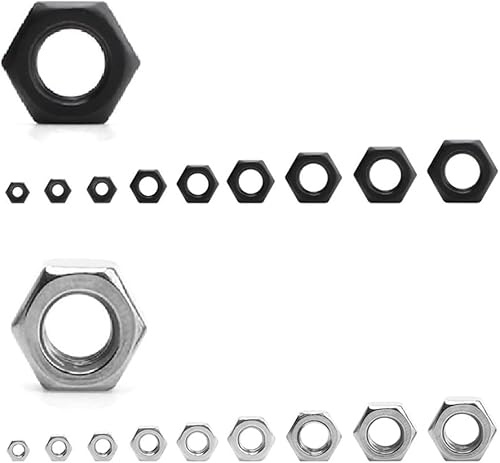 20/50 Stück Sechskantmuttern, 304 Edelstahl/Schwarzer Kohlenstoffstahl, metrische Sechskantmuttern, Sechskantmutter M2 M3 M4 M5 M6 M8 M10 M12((Black Carbon Steel),M12-20pcs) von CHGAUOPN