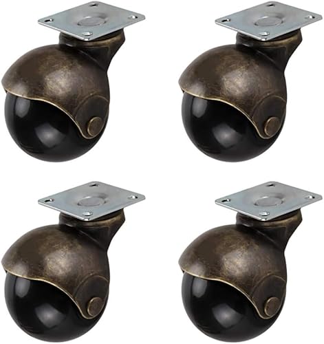 4er-Pack Lenkrollen mit Kugelgelenk, 2 Zoll, 50 mm, antike Möbelrollen, geölte Bronze, geräuschlos, mit 360°-Montageplatte, for Sofa, Stuhl, Couchtisch (4 Bremsen)(4 Universal) von CHGAUOPN