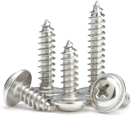 50 teile/los M1.4 M1.7 M2 M2.6 304 Edelstahl Kreuzschlitzschrauben Flachrundkopf mit Unterlegscheibe Selbstschneidende Schraube(10mm X50pcs,M2) von CHGAUOPN