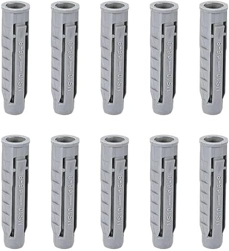 Dehnungsbolzen, Dehnungshülse aus Kunststoff 100 stücke 10x50mm Kunststoff Expansion Rohr Spalte Beton Anker Wand Stecker Grau von CHGAUOPN