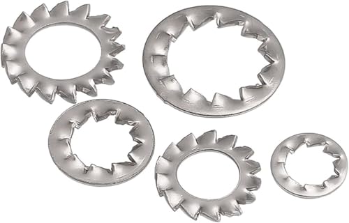 Schloss-Scheiben, Stern-Scheiben 304 Edelstahl externe innere verzahnte Verzahnung Schloss Waschmaschine Dichtung(Outer Toothed Washer,M2 (100pcs)) von CHGAUOPN
