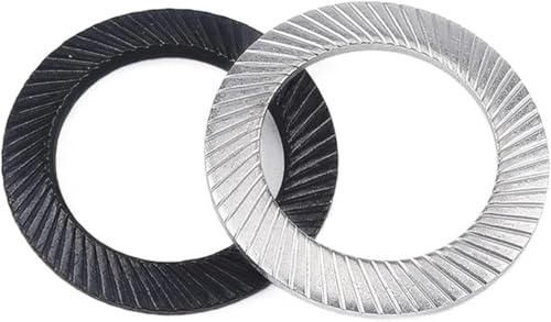 Schloss-Scheiben, Stern-Scheiben Doppelgrate Zähne Spacer Kohlenstoffstahl Verriegelung Waschmaschine Anti-Skid Dichtung(Black,M20 (10pcs)) von CHGAUOPN