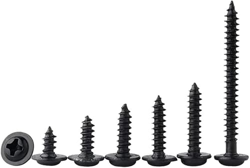 Schrauben, Edelstahlschrauben, 100 teile/los Schwarz Selbstschneidende Schraube Flachkopf Kreuz Rundkopf mit Unterlegscheibe Kissen M1.4 M1.7 M2(8mm,M2) von CHGAUOPN