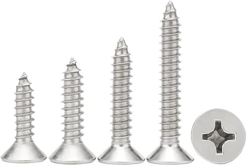 Schrauben, Edelstahlschrauben, 50 Stück Kreuzschlitz-Senkkopf-Blechschrauben for Holz, M1, M3, M3.5, 304 Edelstahl, selbstschneidende Schrauben(40MM-M3.5-50PCS) von CHGAUOPN