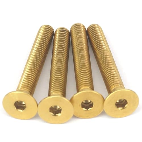 Sechsschraube, Sechsschrauben 4 Stück M5 x 35 mm, goldene GR5-Titan-Sechskantschrauben mit Innensechskant, Senkkopfschrauben for Fahrradvorbau, Steuersatz-Abdeckkappe Sechsschraube, Sechsschrauben 4 Stück M5 x 35 mm, goldene GR5-Titan-Sechskantschrauben mit Innensechskant, Senkkopfschrauben for Fahrradvorbau, Steuersatz-Abdeckkappe von CHGAUOPN